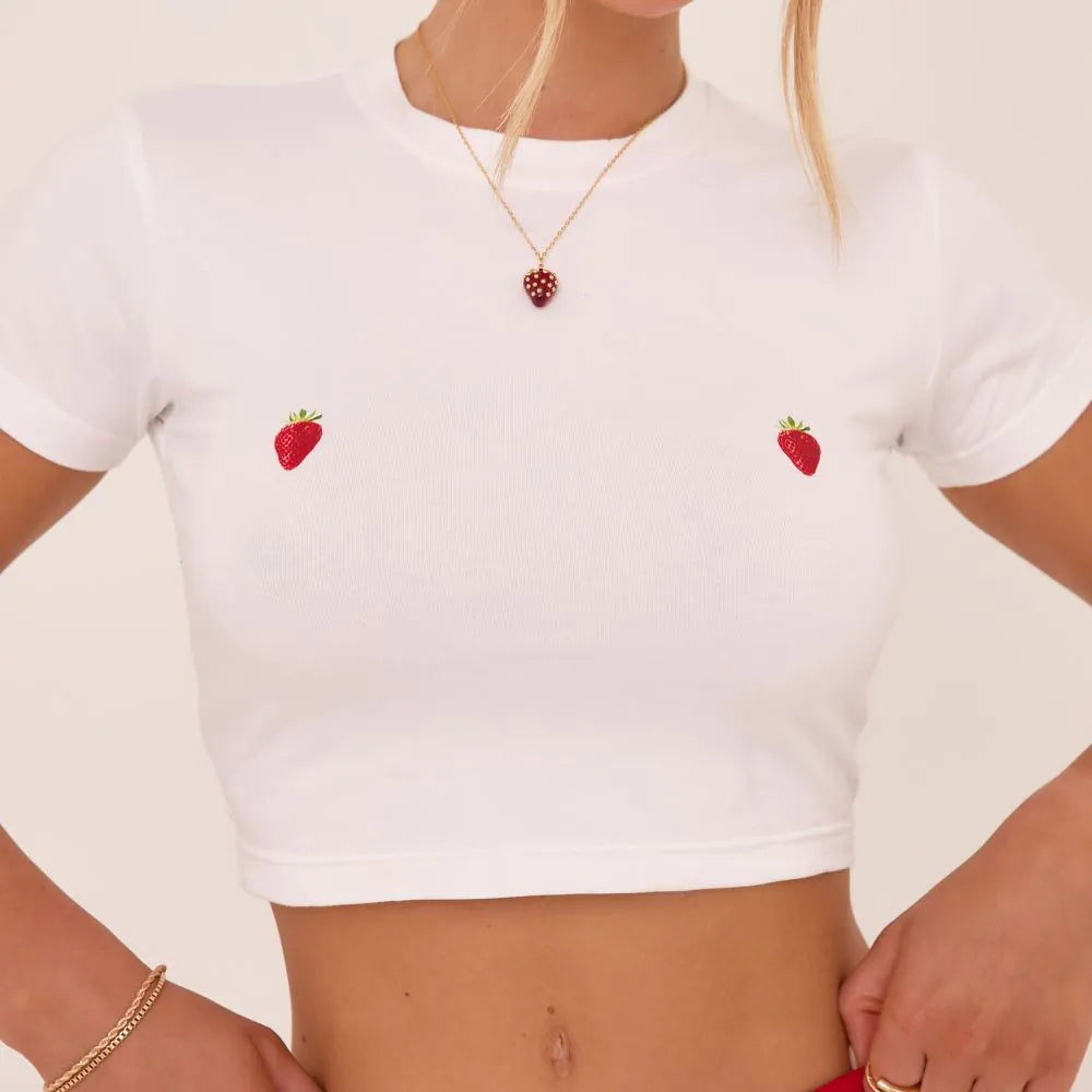 Plunora - Strawberry Crop Top