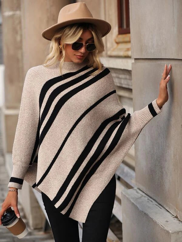 Casual asymmetrische trui - poncho stijl