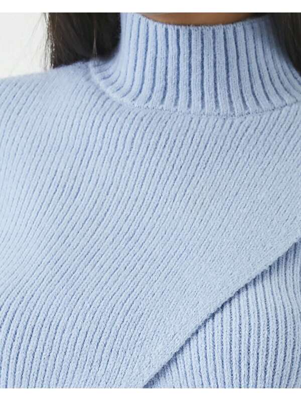 Blauwe Turtleneck Trui - Asymmetrisch en Casual