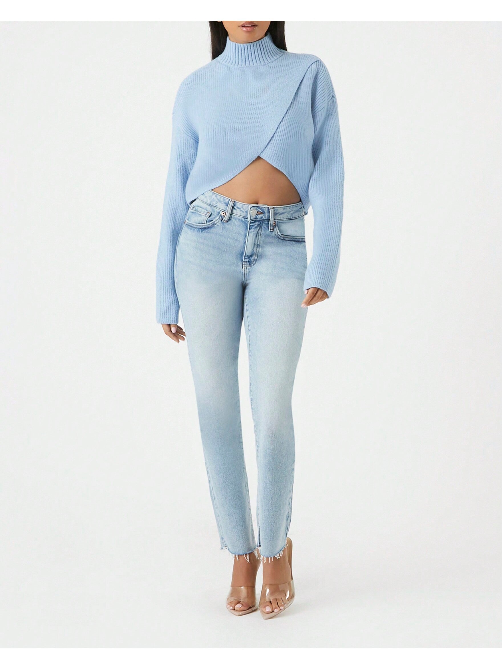 Blauwe Turtleneck Trui - Asymmetrisch en Casual