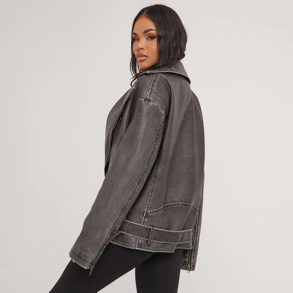 Plunora - Oversized Leren Jas Voor Dames