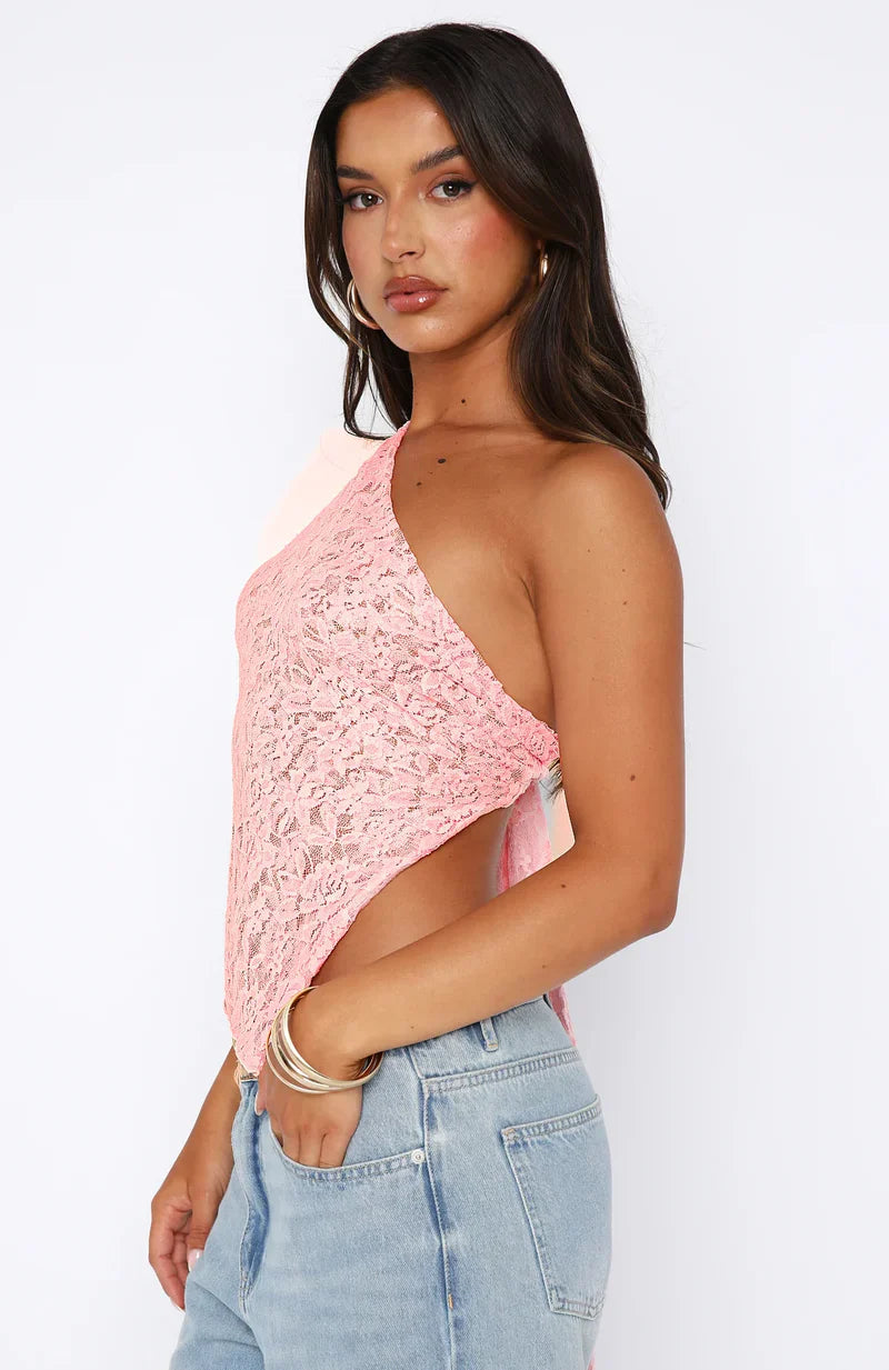 Plunora - One Shoulder Kanten Top