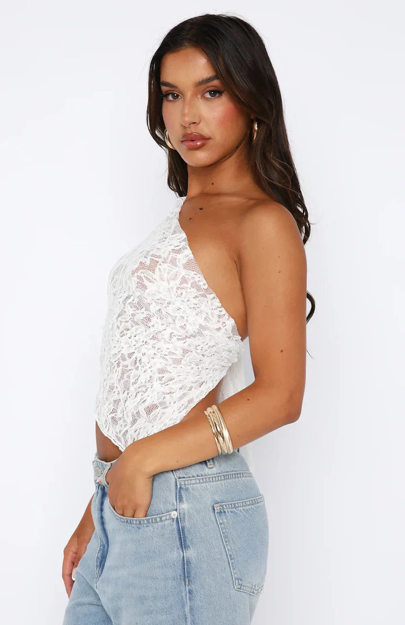 Plunora - One Shoulder Kanten Top