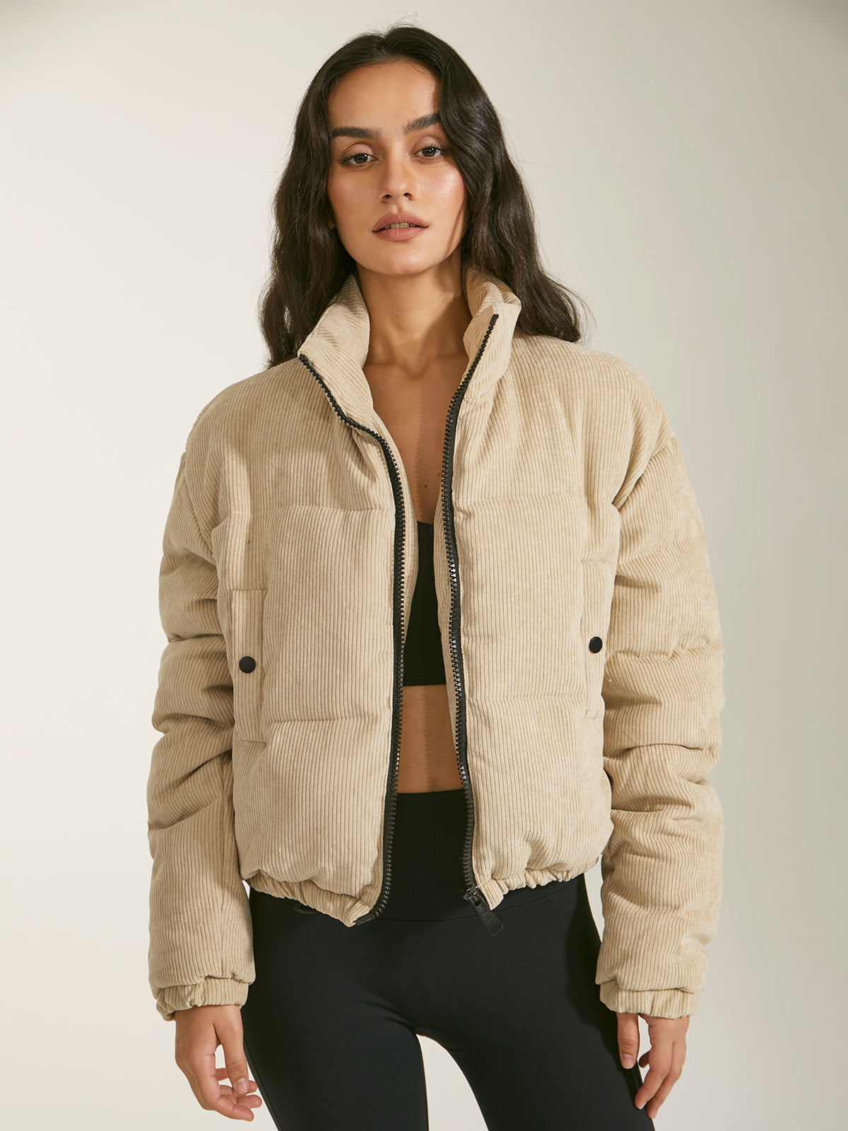 Plunora - Cropped Funnel Neck Puffer Jacket