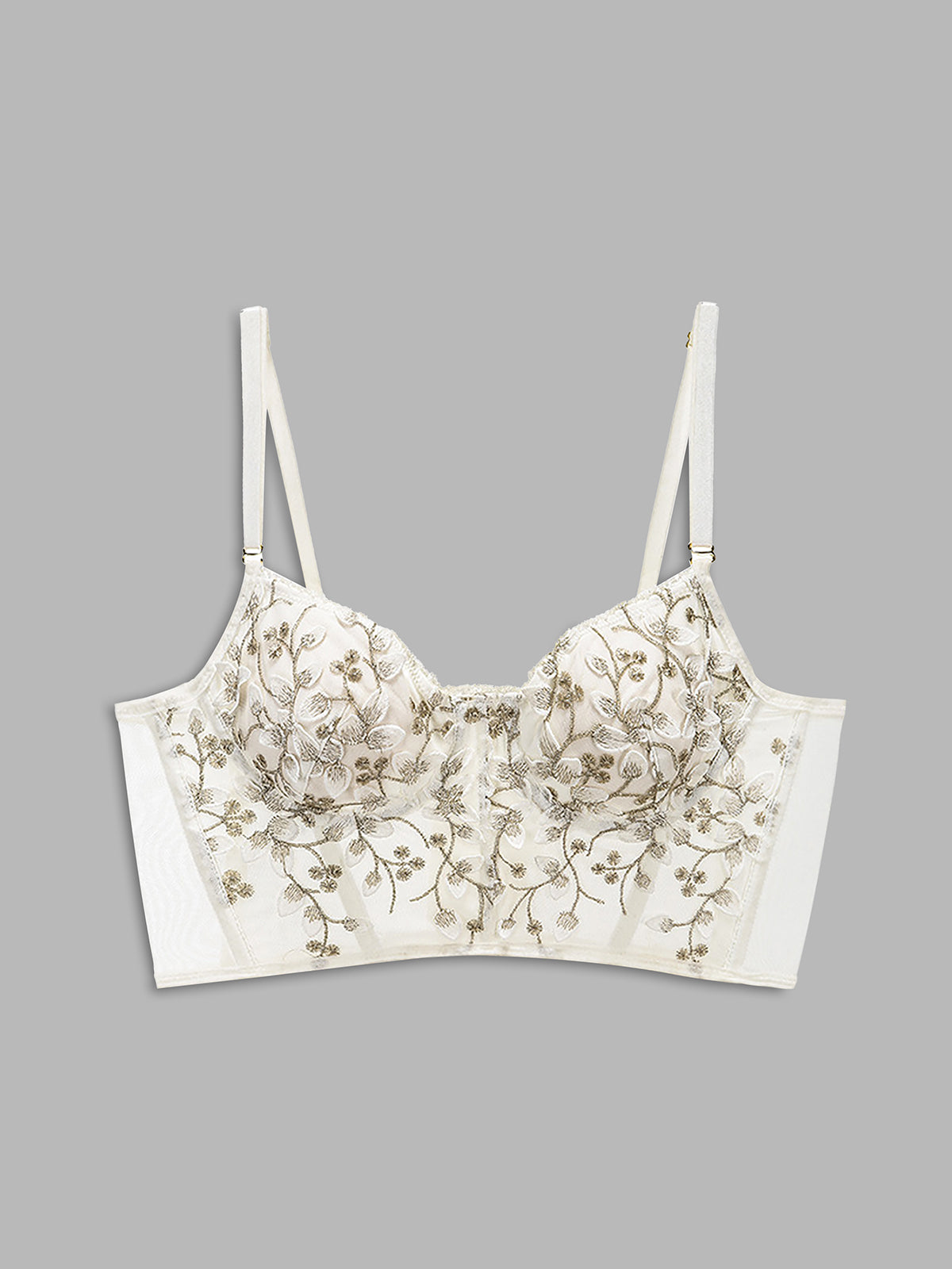 Plunora - Floral Mesh Lace Crop Corset Top