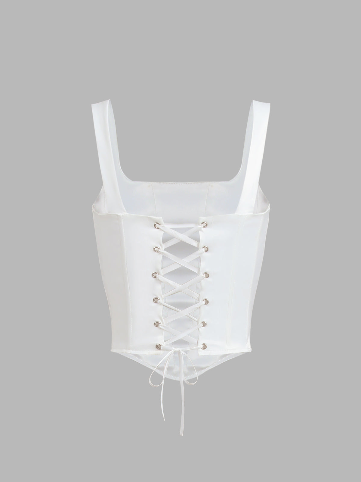 Plunora - Ivory Glow Tied Crop Corset Top