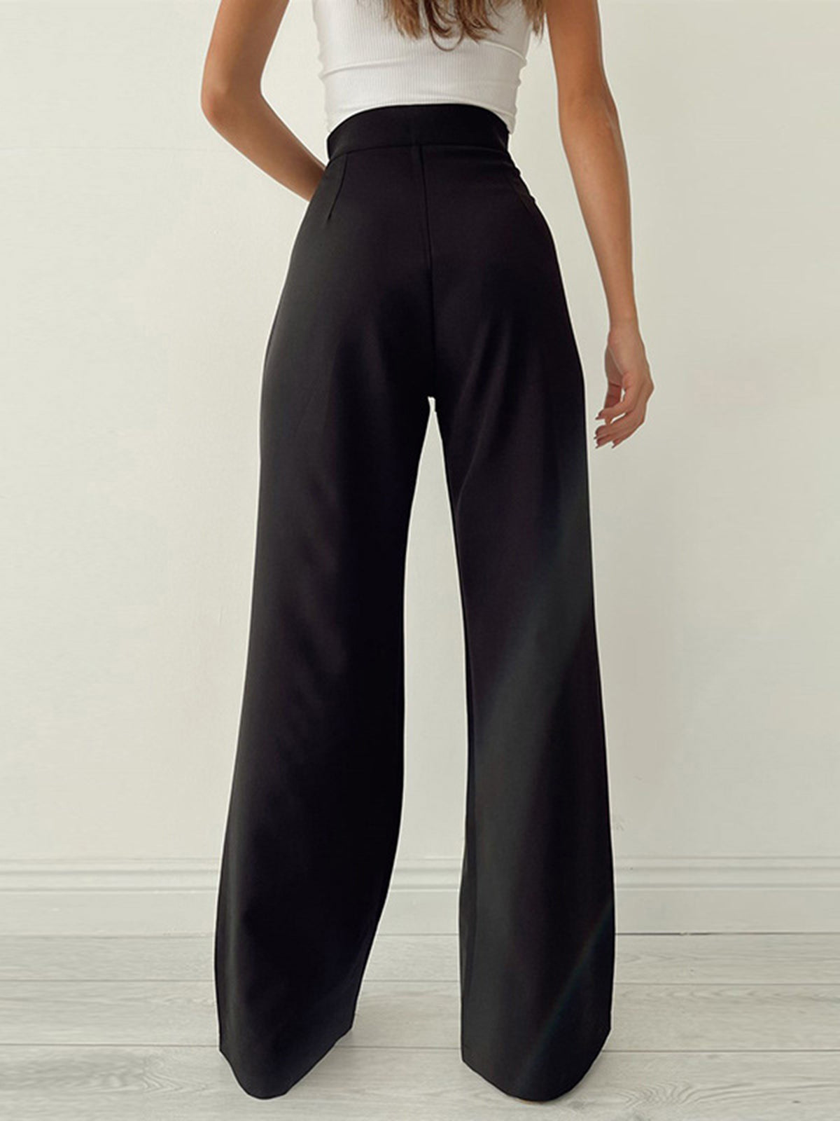 Plunora - Palazzo Wide Leg Dress Broek met Striksluiting