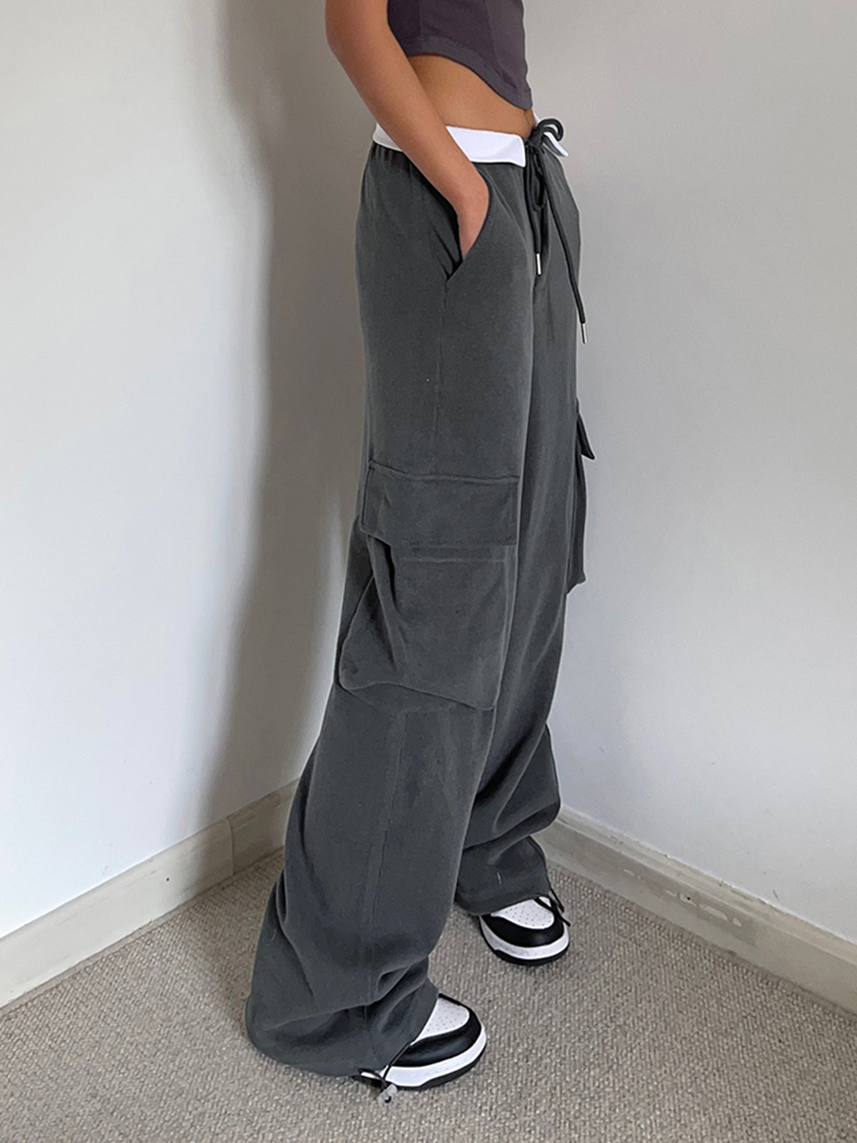 Plunora - Cargo Sweatpants met Contrasterende Tailleband