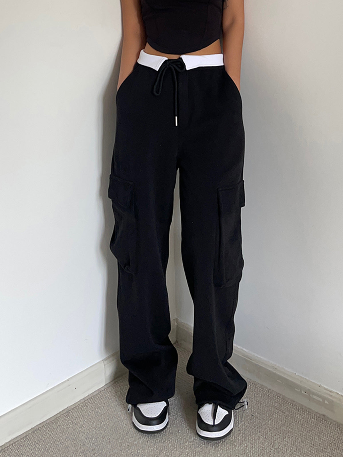 Plunora - Cargo Sweatpants met Contrasterende Tailleband