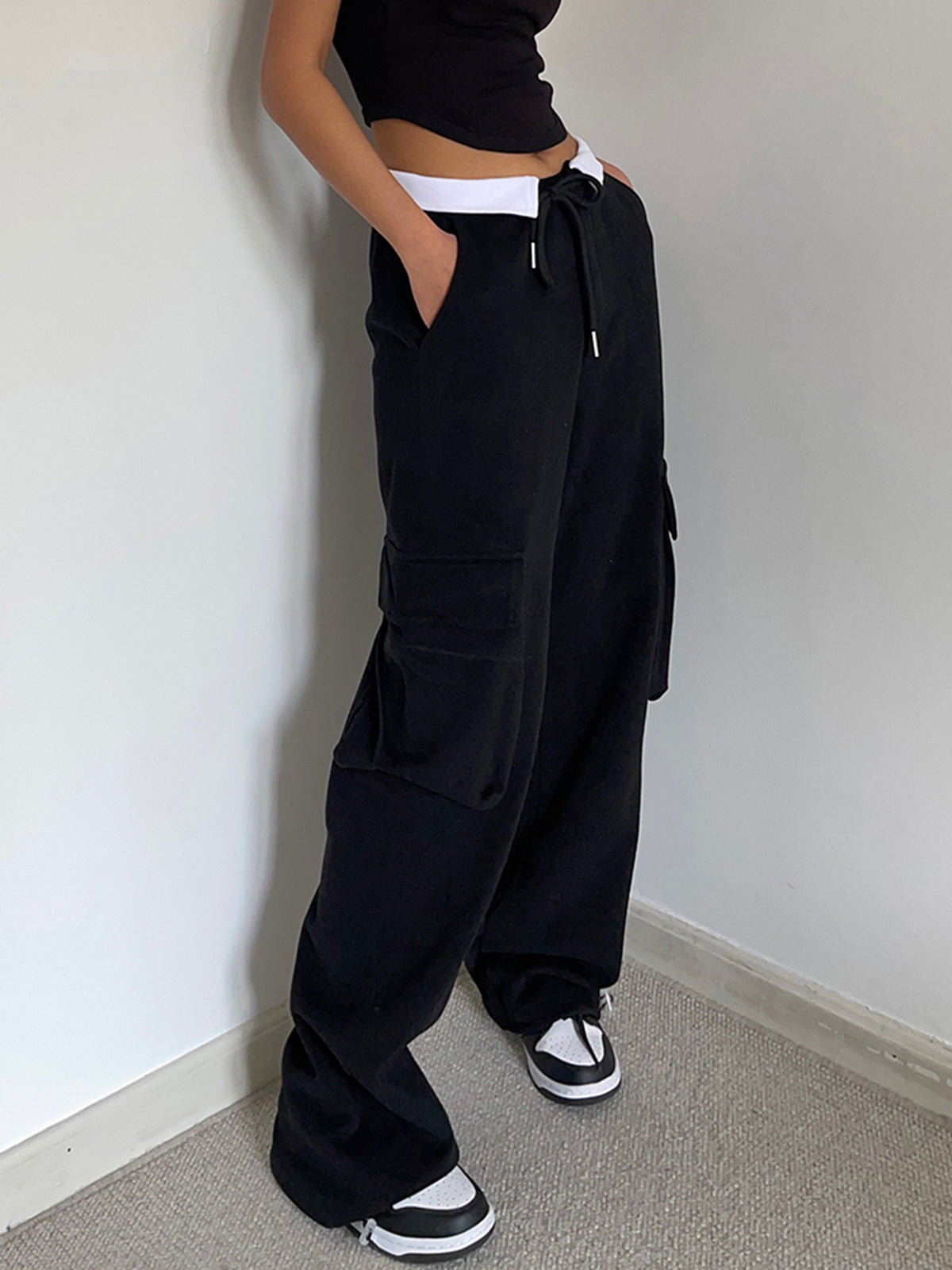 Plunora - Cargo Sweatpants met Contrasterende Tailleband