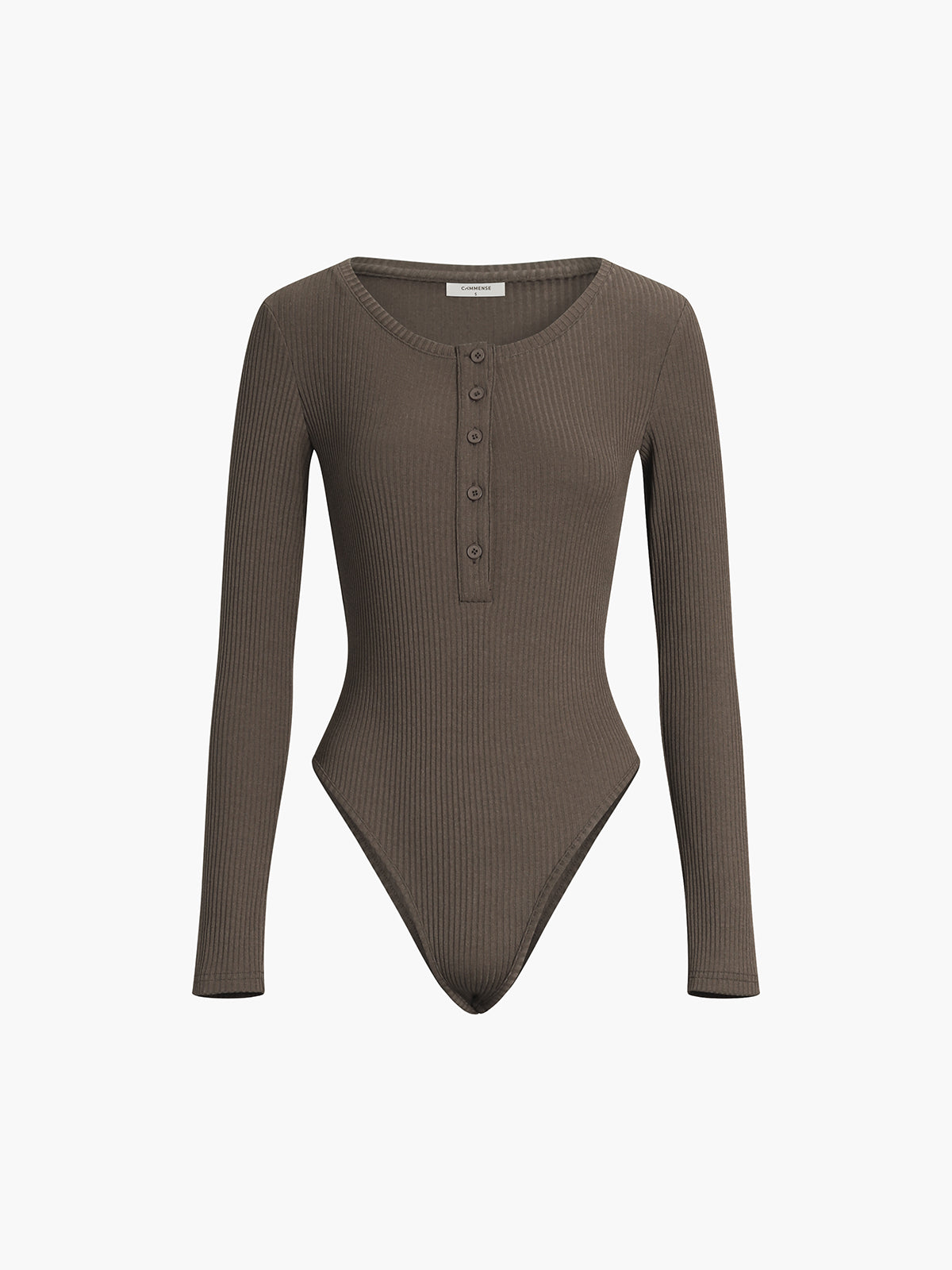 Plunora - Button Down Ribbed Bodysuit met Lange Mouwen