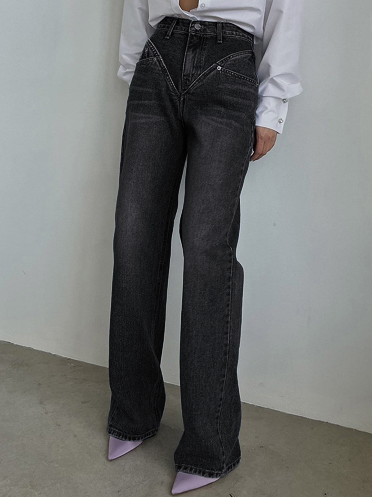 Plunora - Vintage Wash Denim Rechte Jeans