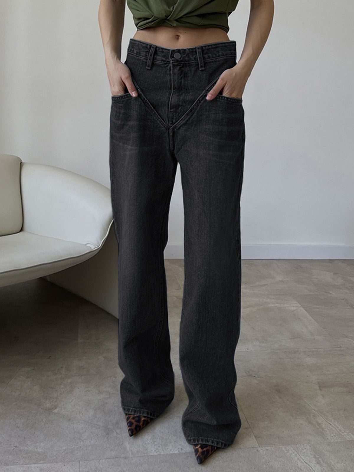 Plunora - Vintage Wash Denim Rechte Jeans