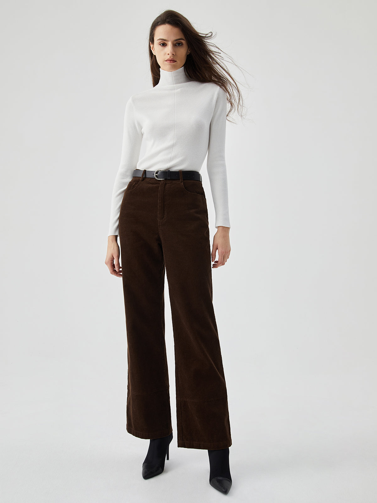 Plunora - Corduroy Wide Leg Broek met Zakken