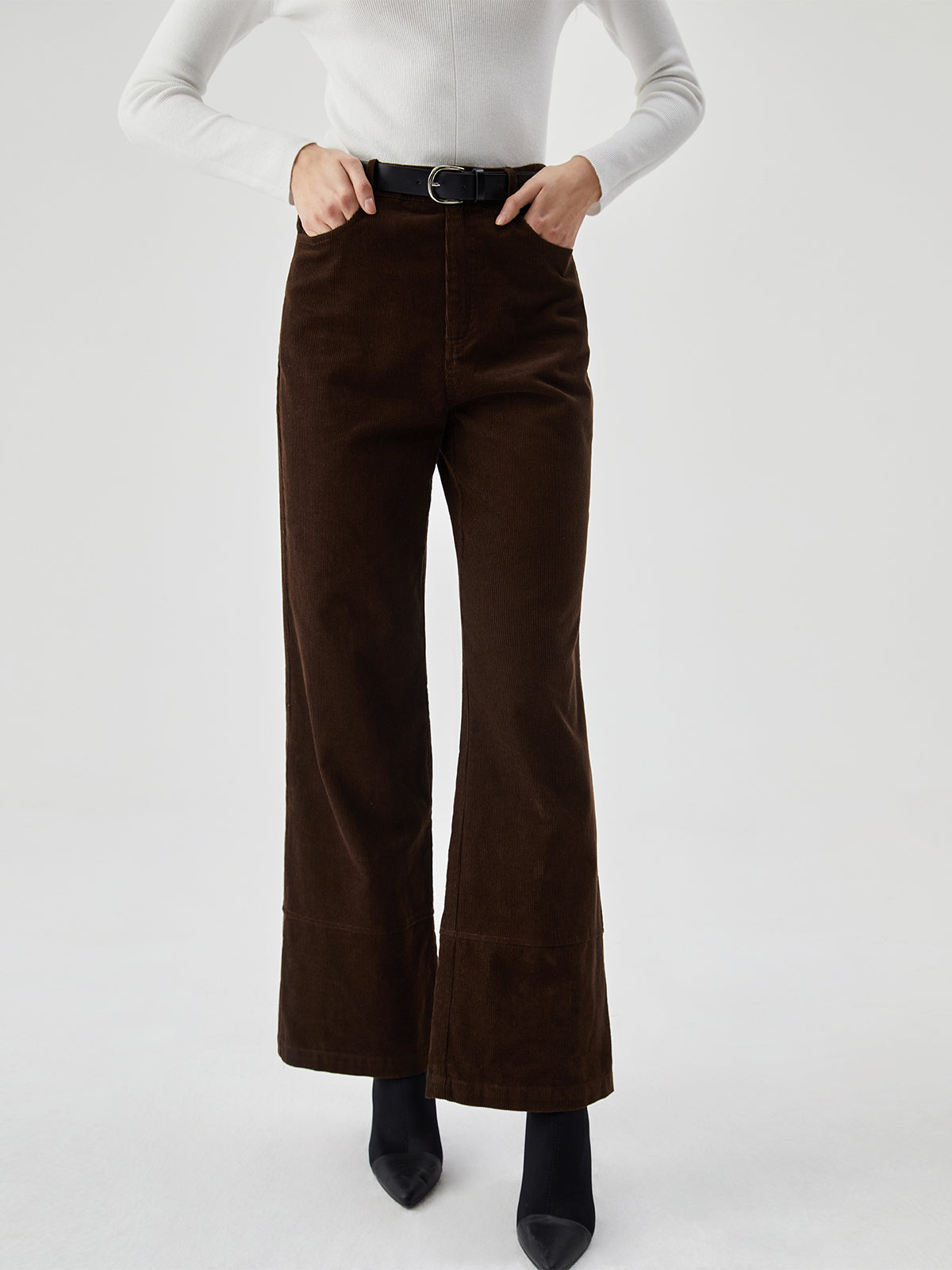 Plunora - Corduroy Wide Leg Broek met Zakken