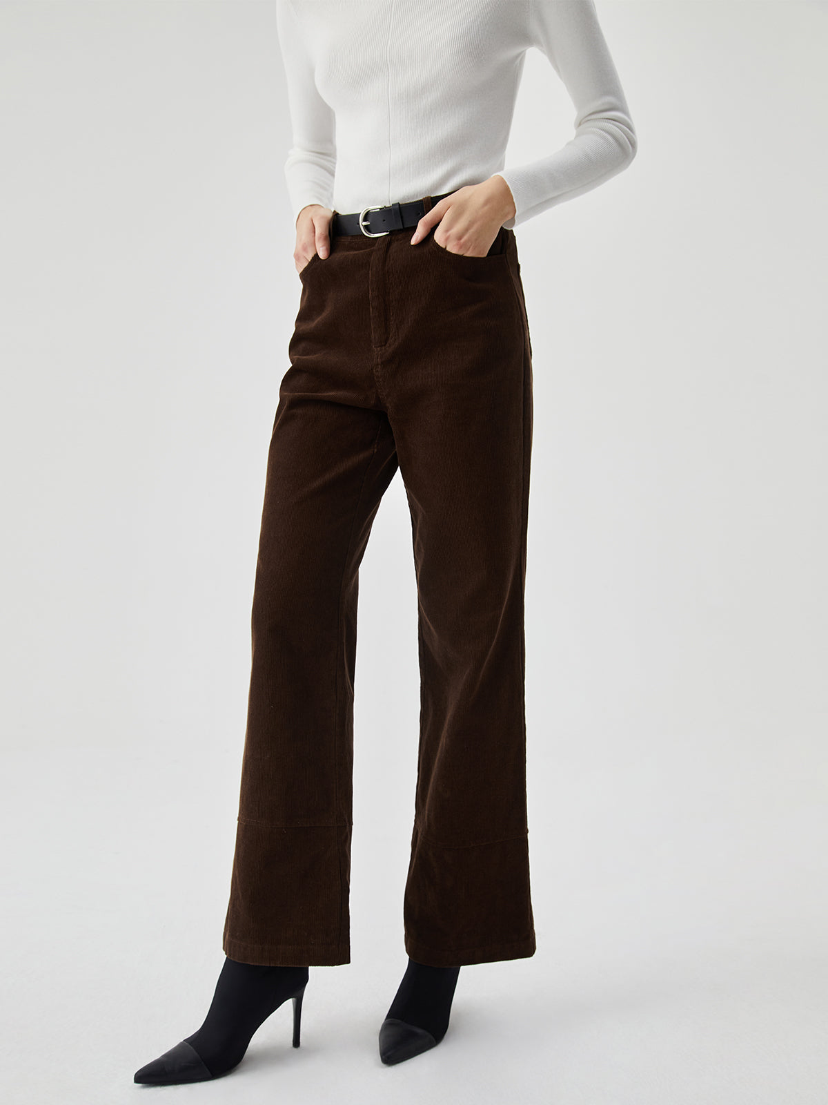 Plunora - Corduroy Wide Leg Broek met Zakken