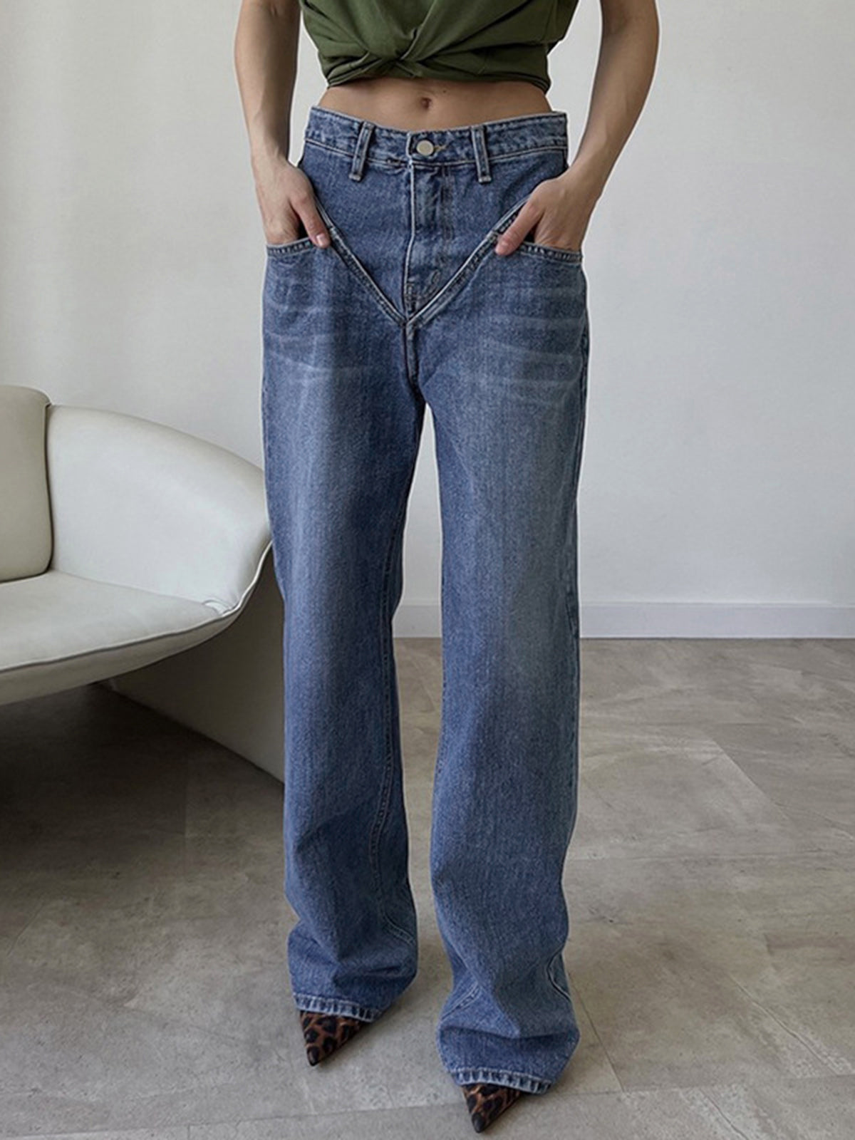 Plunora - Vintage Wash Denim Rechte Jeans