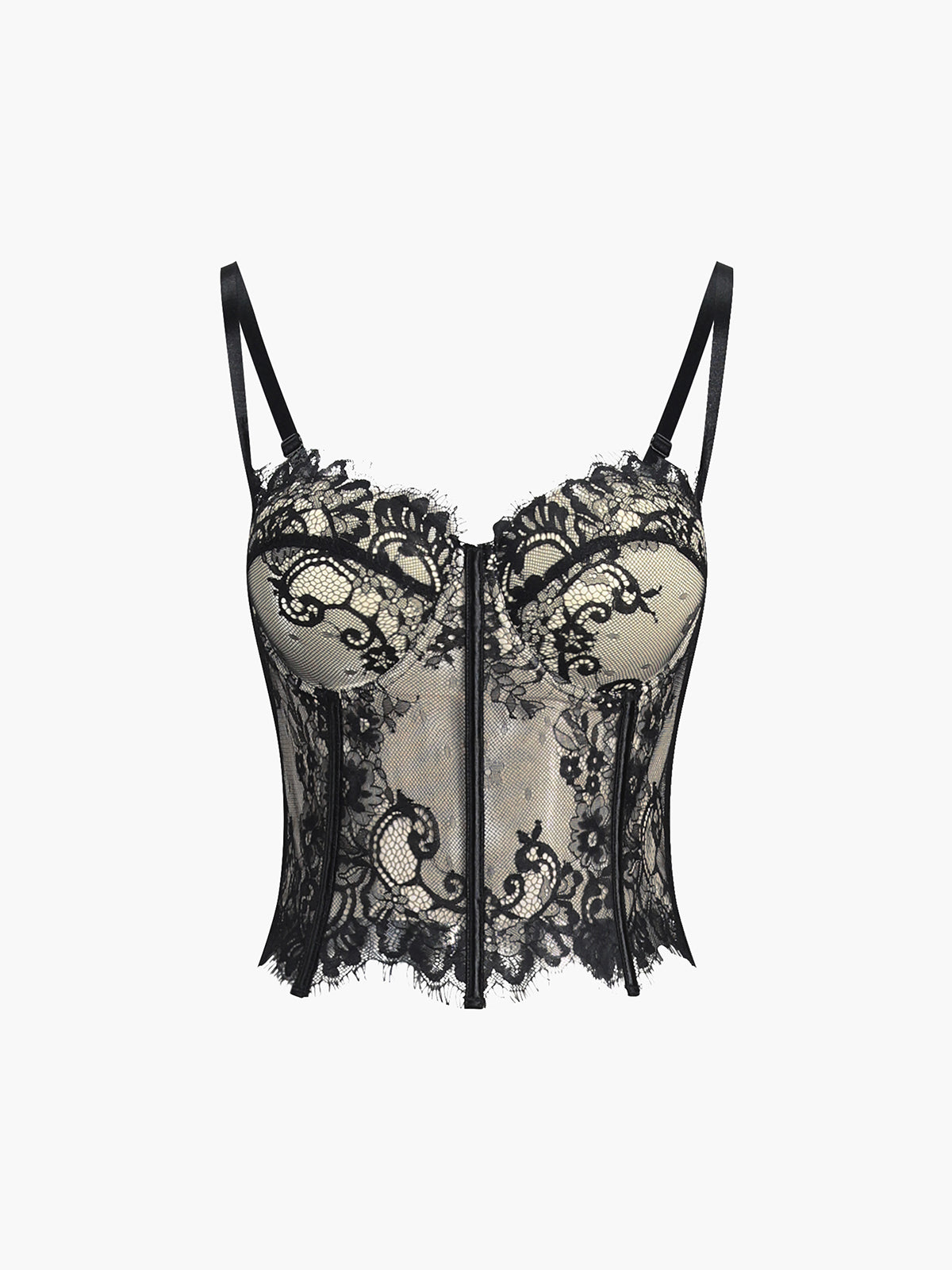 Plunora - Floral Lace Semi-sheer Corset