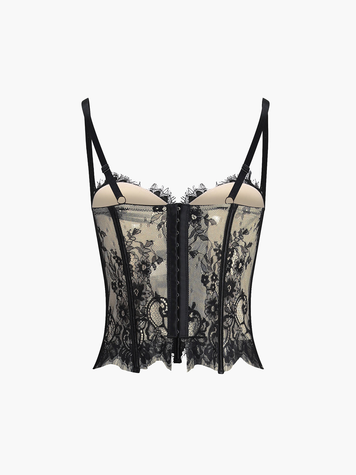 Plunora - Floral Lace Semi-sheer Corset