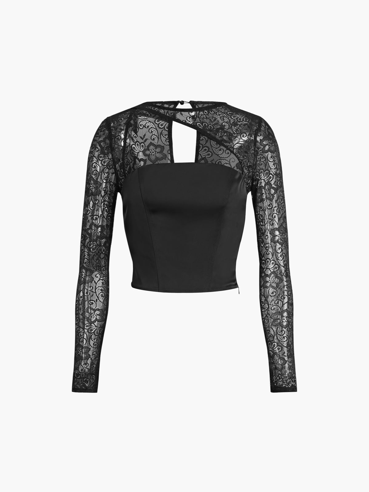 Plunora - Crop Blouse met Lange Kantmouwen