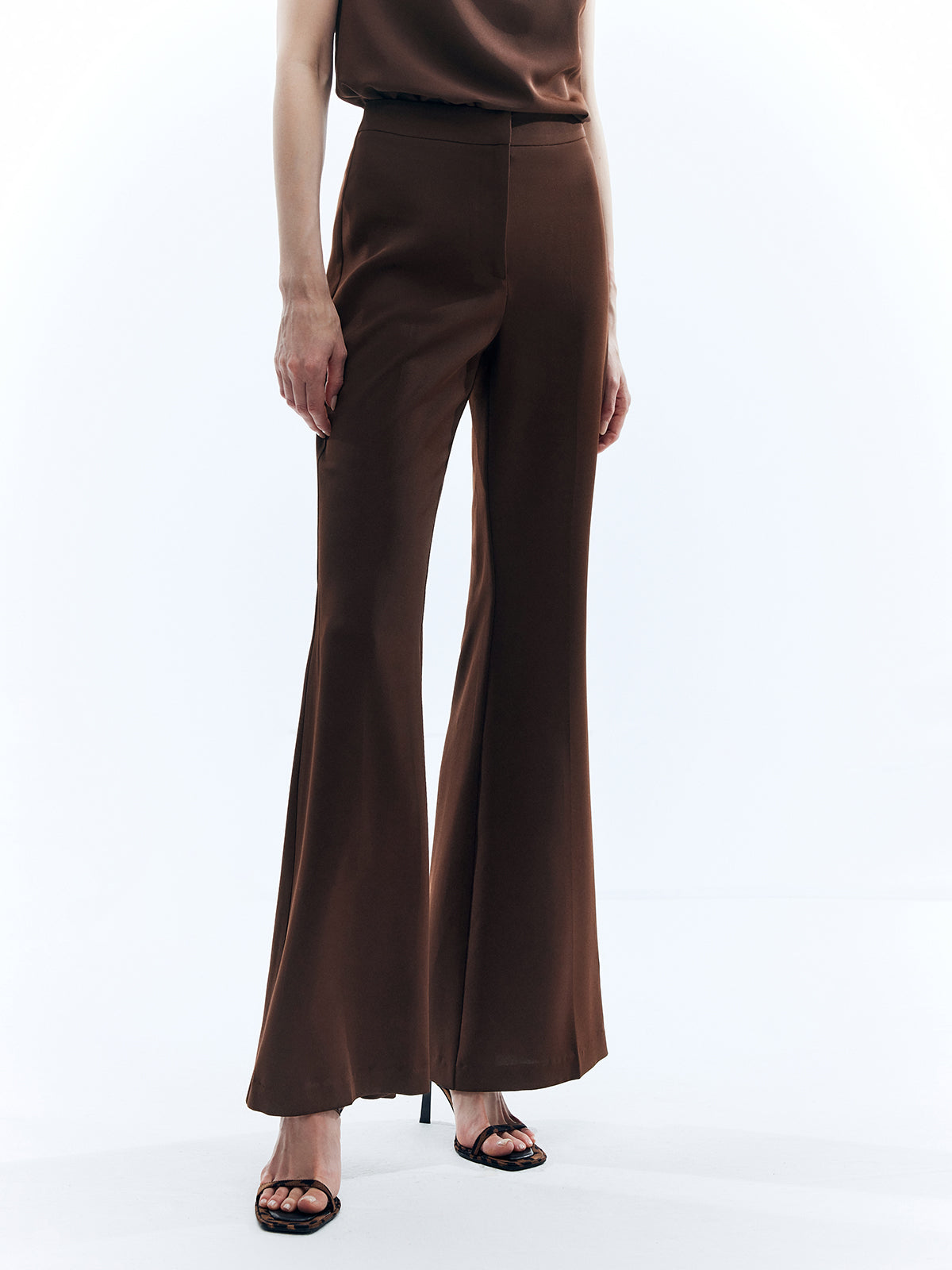 Plunora - Effen Hoge Taille Flared Broek