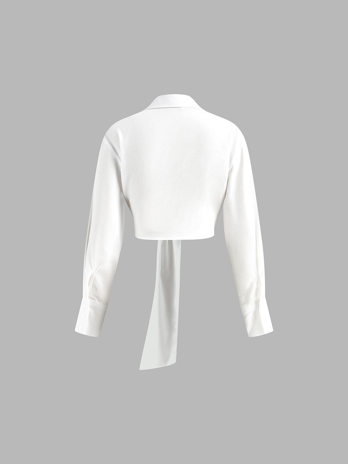 Plunora - Belted Crop Top met Lange Mouwen