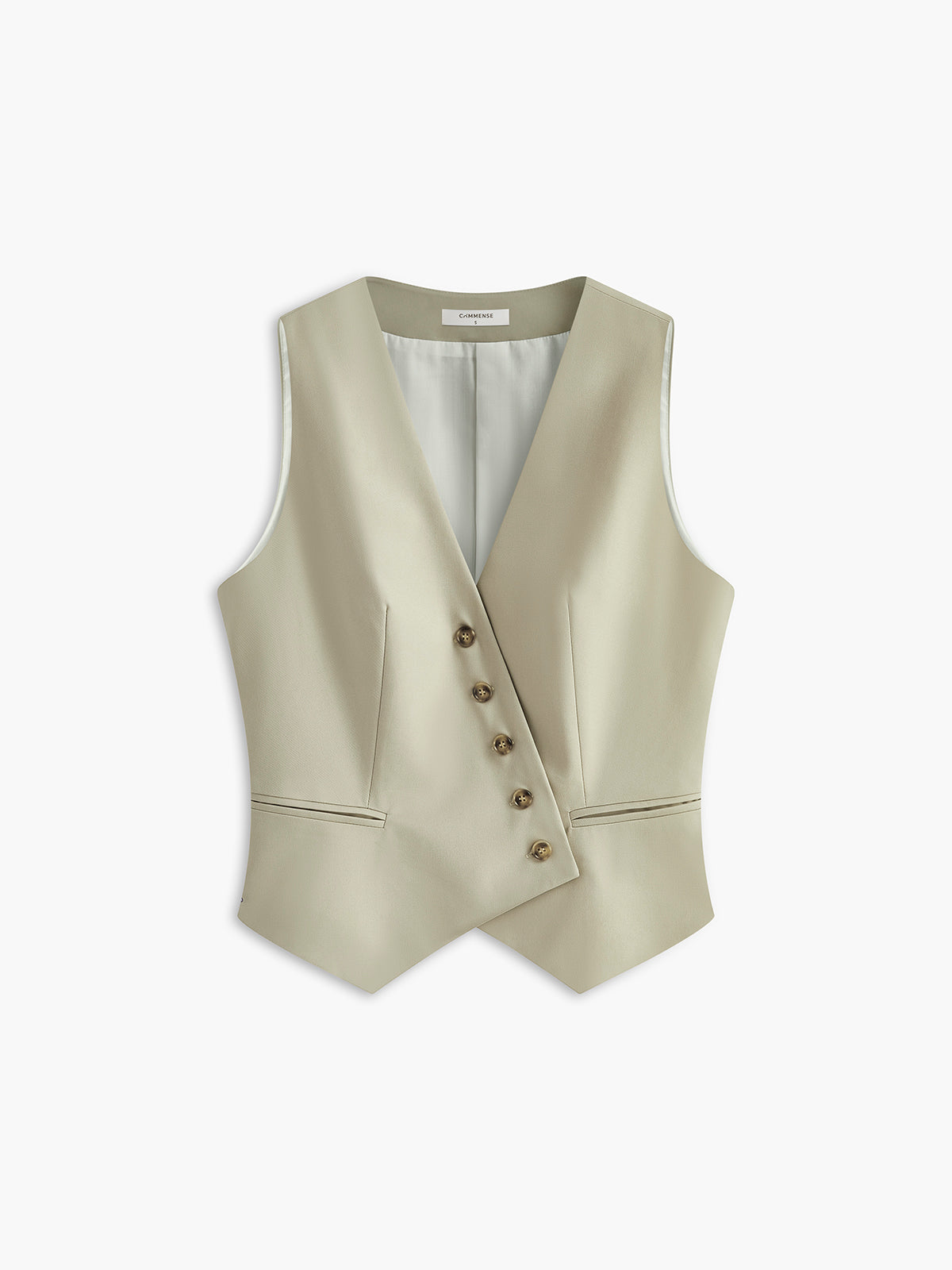 Plunora - Asymmetrisch Vest Met Knoopsluiting En Zakken