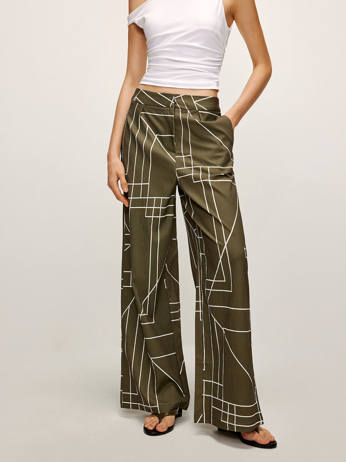 Plunora - Geprinte Wide-Leg Broek