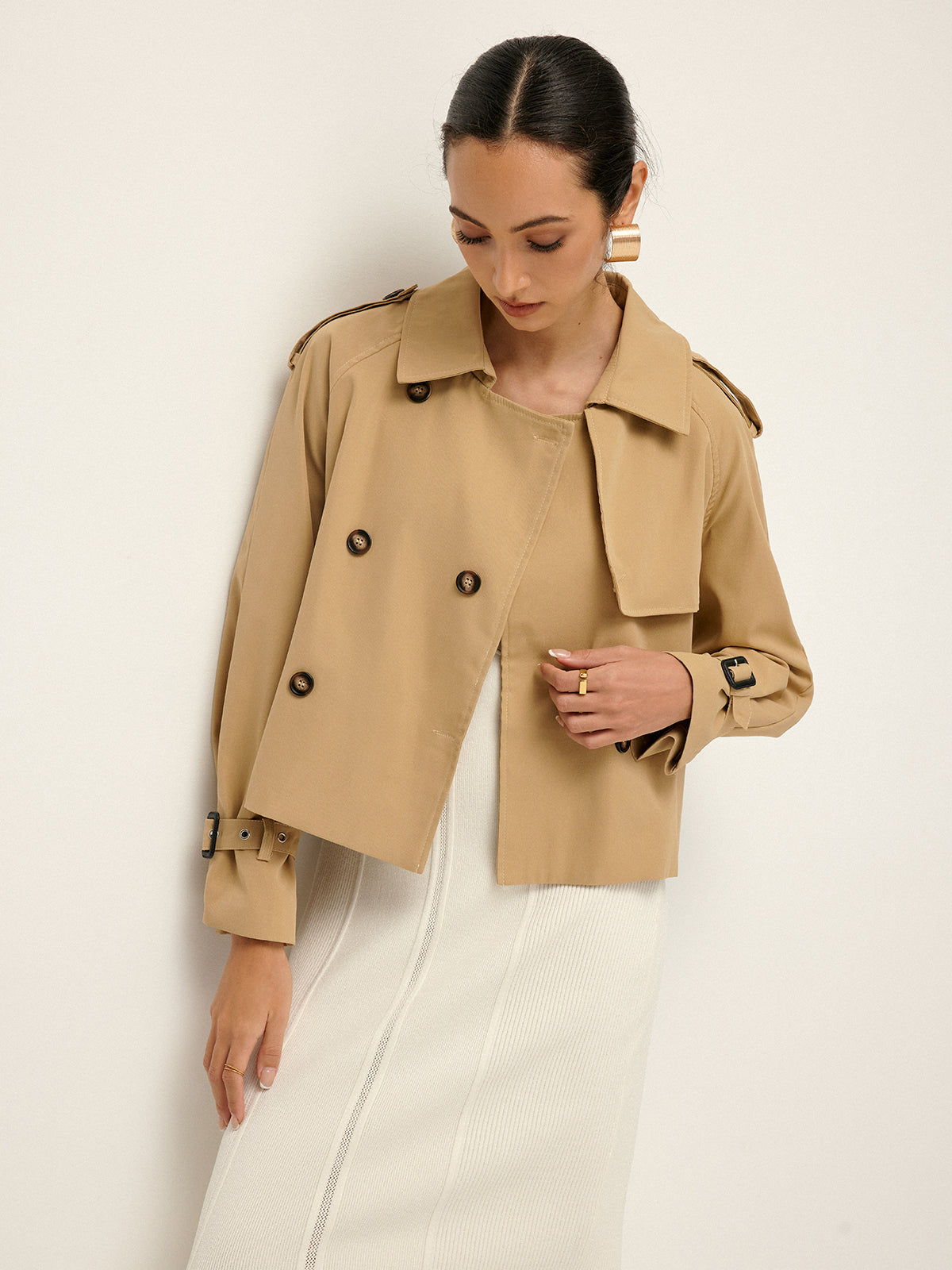 Plunora - Trenchcoat Met Revers En Knoopsluiting