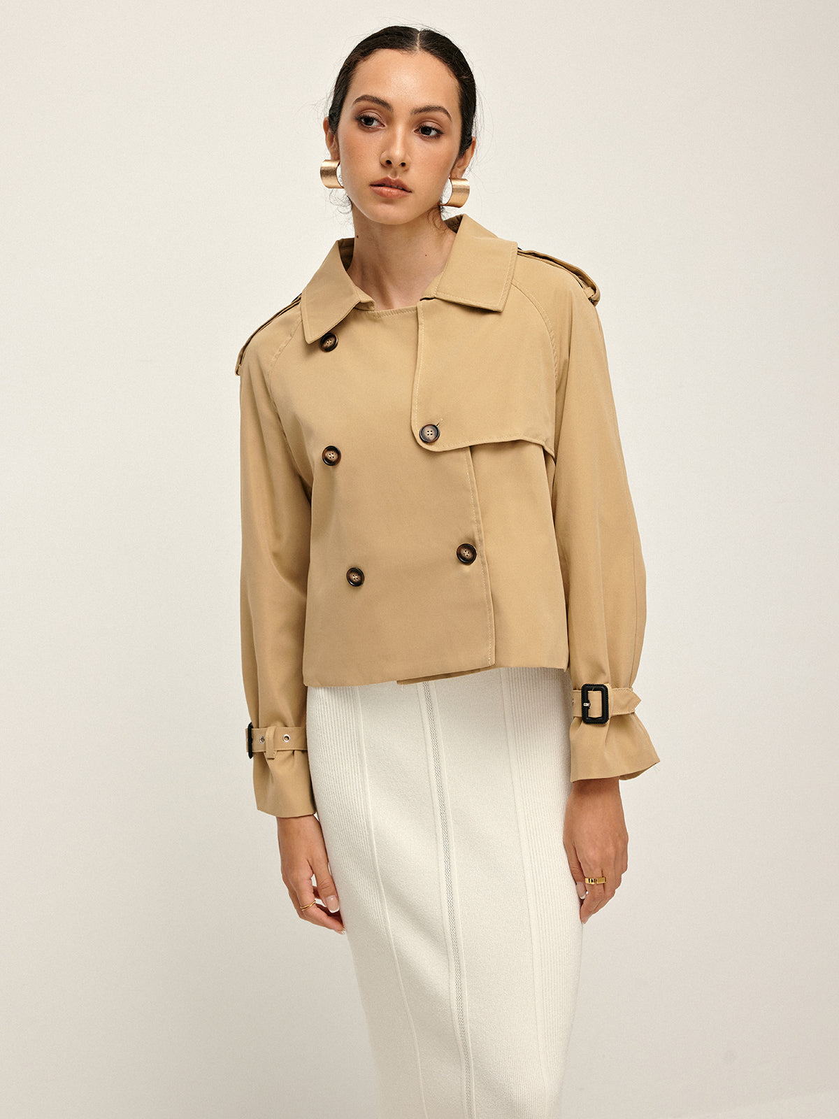 Plunora - Trenchcoat Met Revers En Knoopsluiting