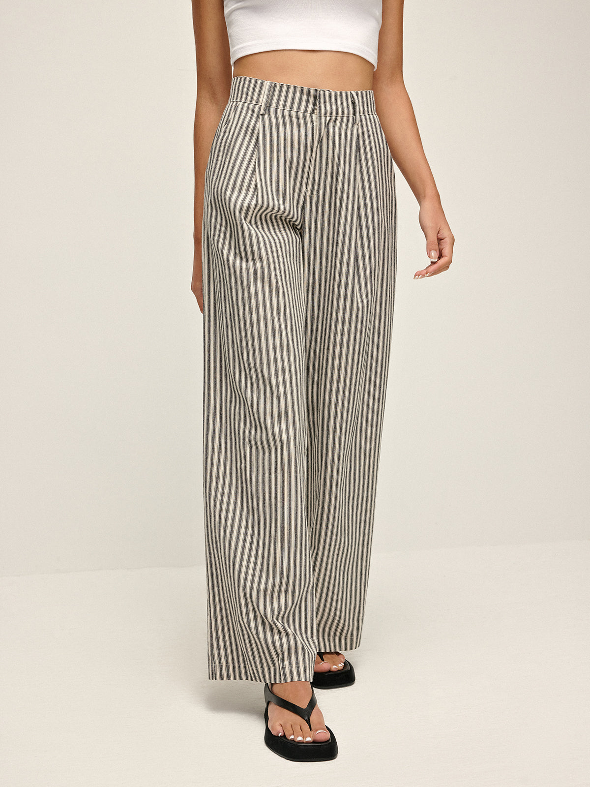 Plunora - Pinstripe Hoge Taille Lange Broek