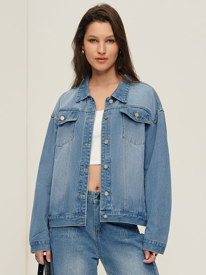 Plunora - Revers Zakken Denim Jacket