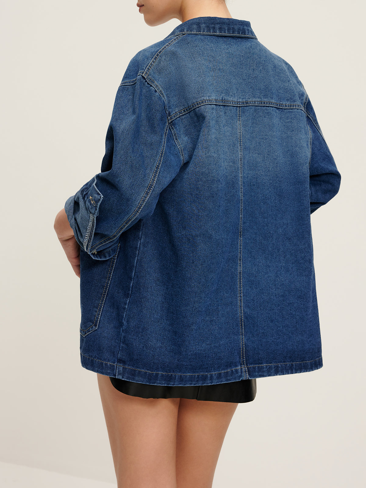 Plunora - Casual Denim Jas Met Revers En Knoopsluiting