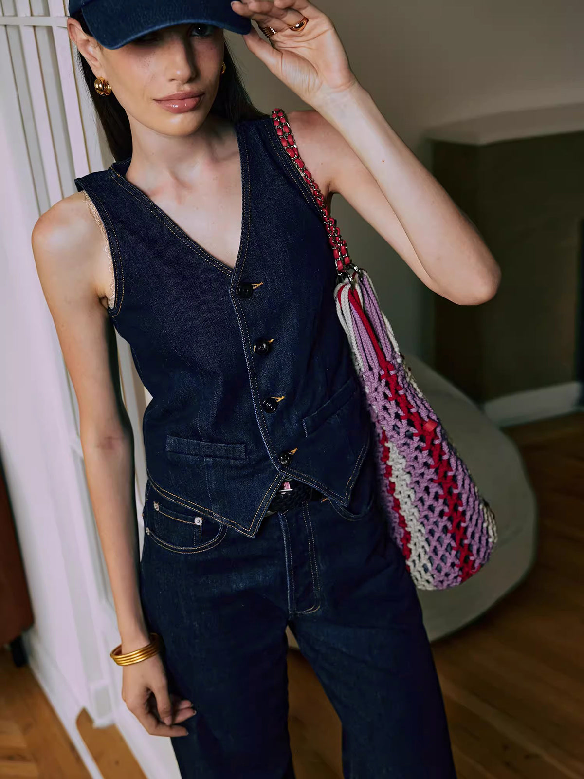 Plunora - Denim Vest Met Rugriem