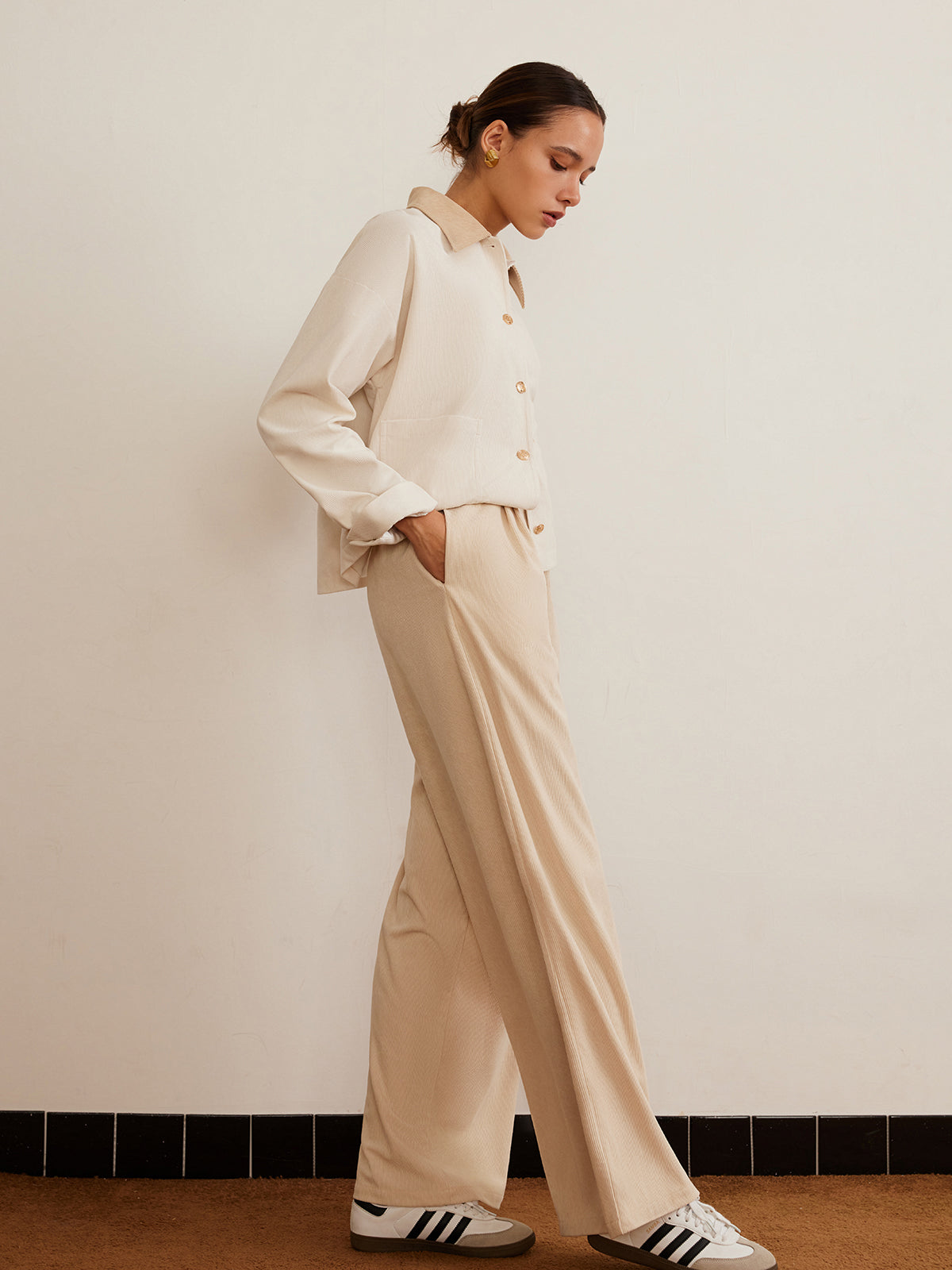 Plunora - Corduroy Hoge Taille Wide Leg Broek