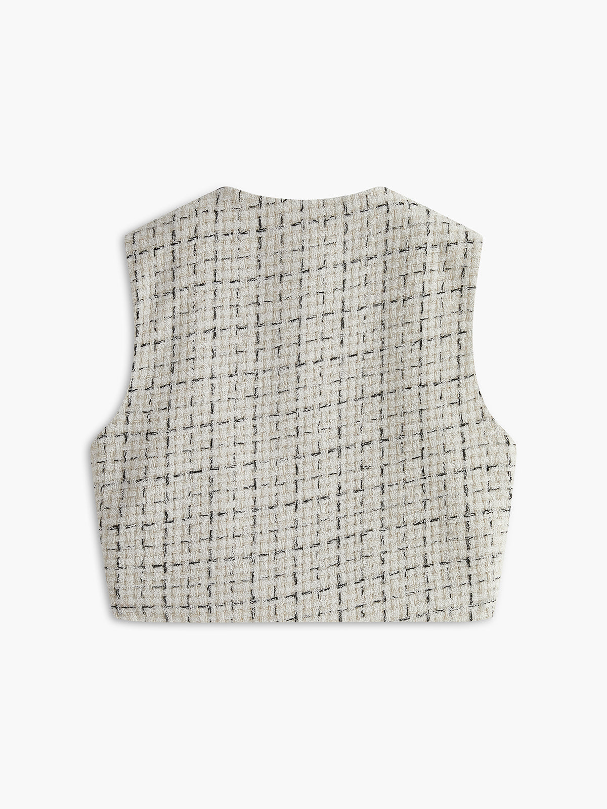 Plunora - Elegant Tweed Button Crop Vest