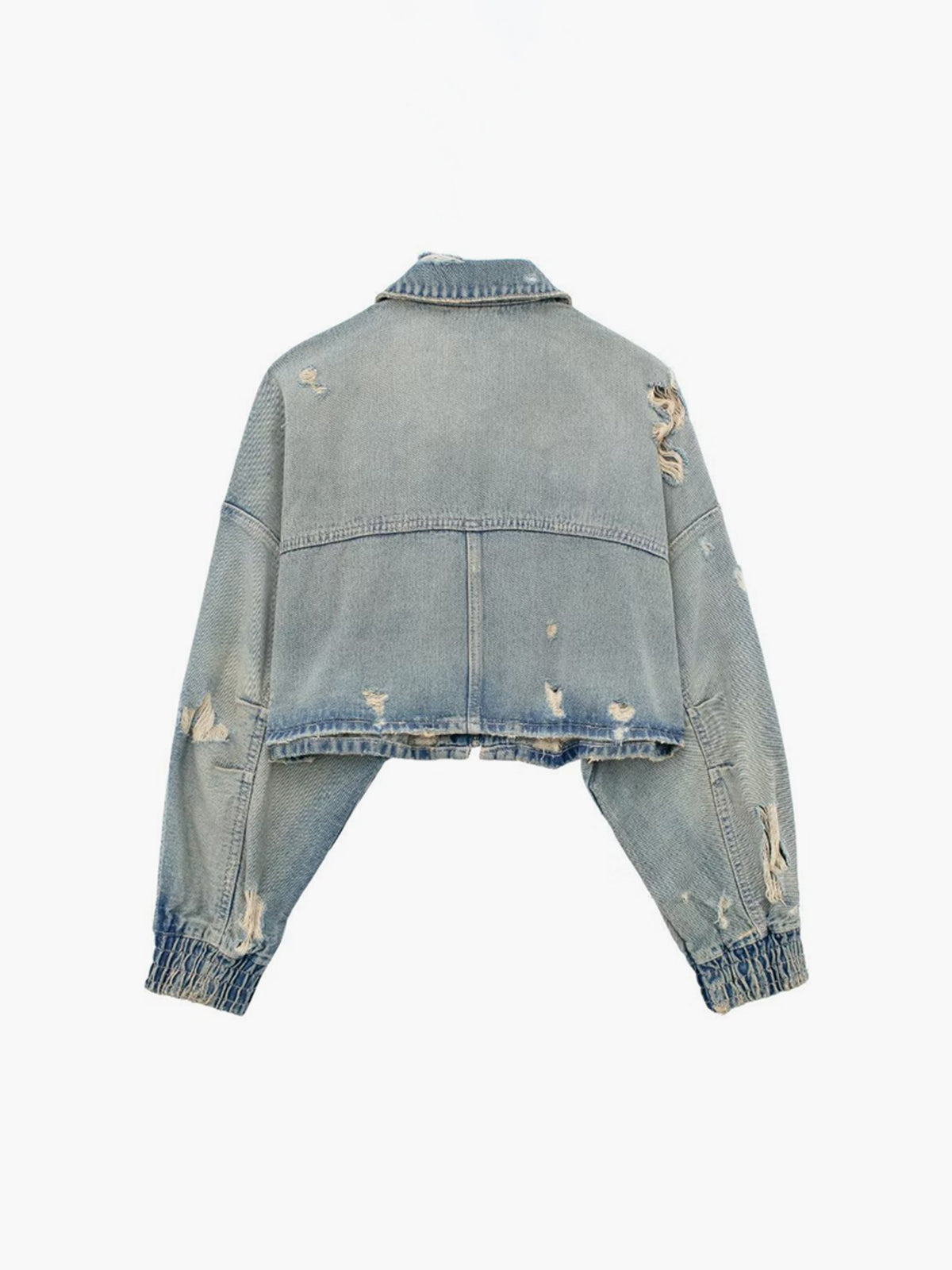 Plunora - Vintage Crop Denim Jacket met Rits