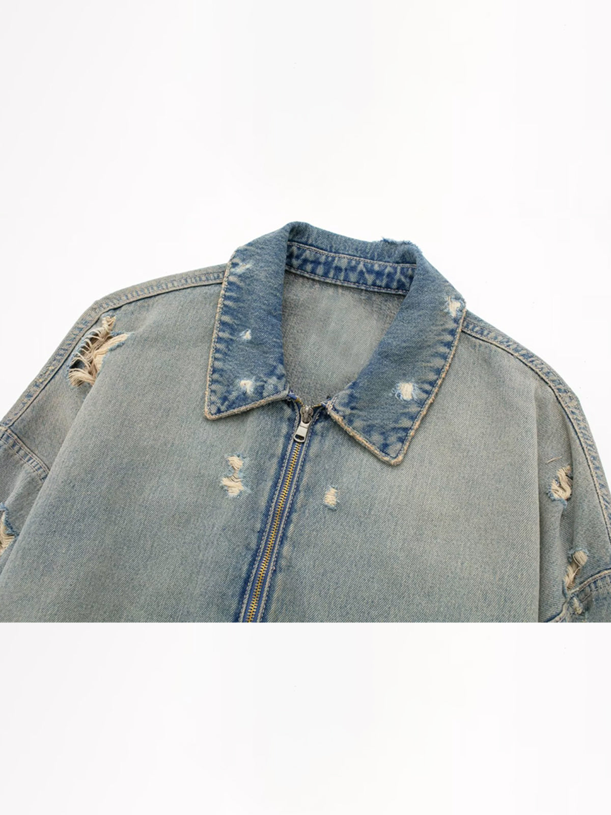 Plunora - Vintage Crop Denim Jacket met Rits