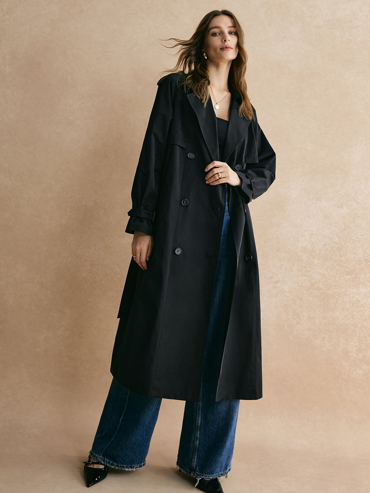 Plunora - Casual Lange Trenchcoat Met Zakken