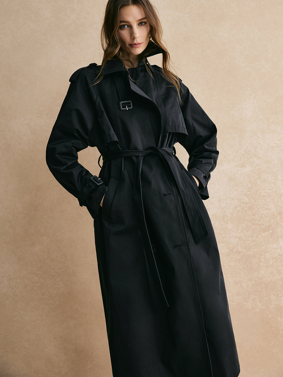 Plunora - Casual Lange Trenchcoat Met Zakken