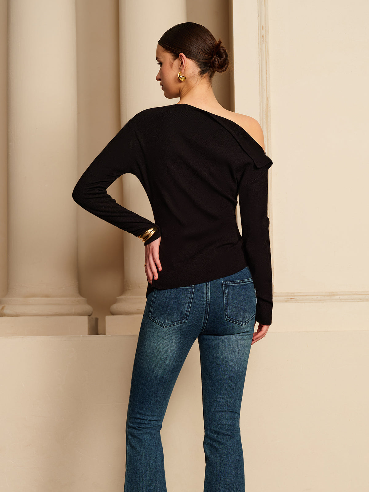 Plunora - Asymmetrische Geplooide Stretch Blouse