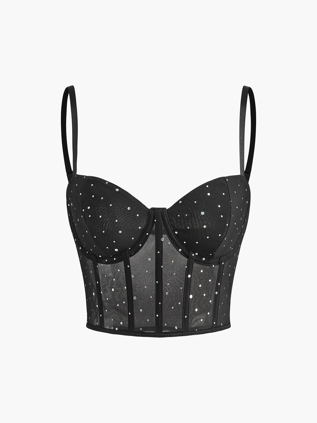 Plunora - Mesh Polka Dot Corset Top Details