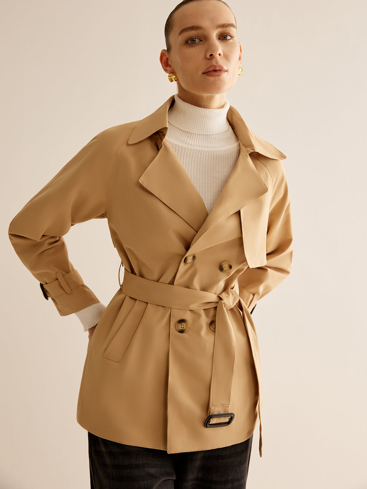 Plunora - Trenchcoat Met Riem En Gespsluiting