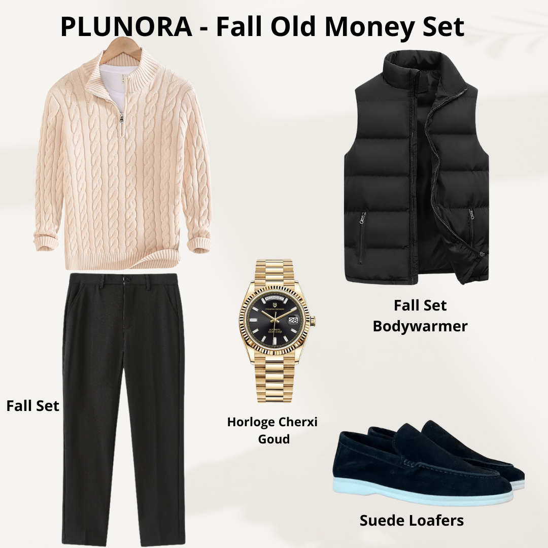 Plunora - Beige Herfst Old Money Set Met Bodywarmer