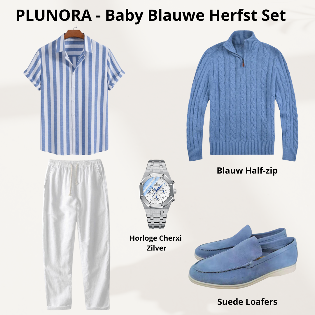 Plunora - Baby Blauw Herfst Old Money Set