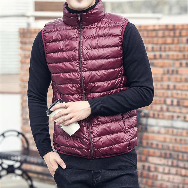 Fgkks Modemerk Heren Donzen Vest Jassen Nieuwe Winter Casual Mouwloze Lichtgewicht Donzen Eend Vest Jassen Heren