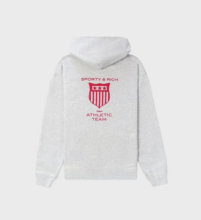 24 Vroege Lente Nieuwe Noord-Amerikaanse Niche Sportief En Rijk Letterschild Bedrukt Fleece Dames Hoodie