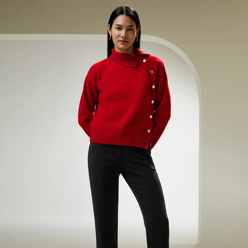 Plunora - Asymmetrische Knopensweater Voor Vrouwen