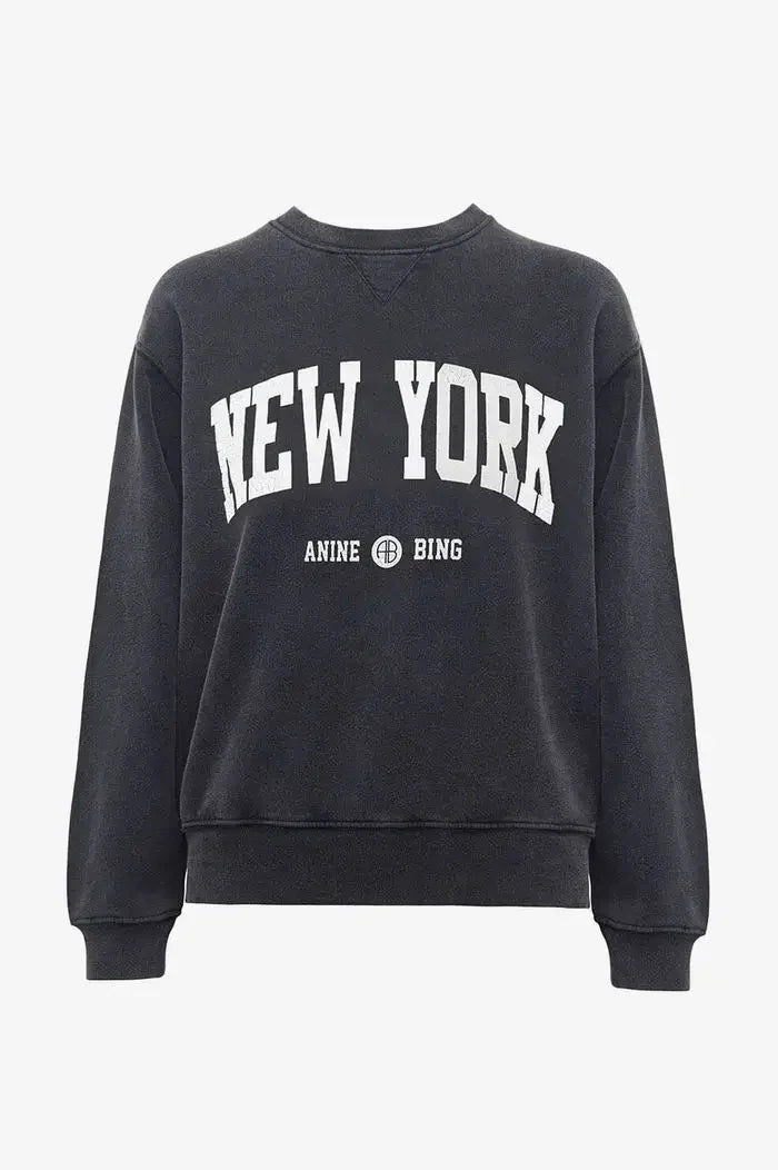 Nieuwe Franse Niche Ab Letters New York Bedrukt Waswater Gebakken Sneeuwzwarte Grijze Dames Hoodie