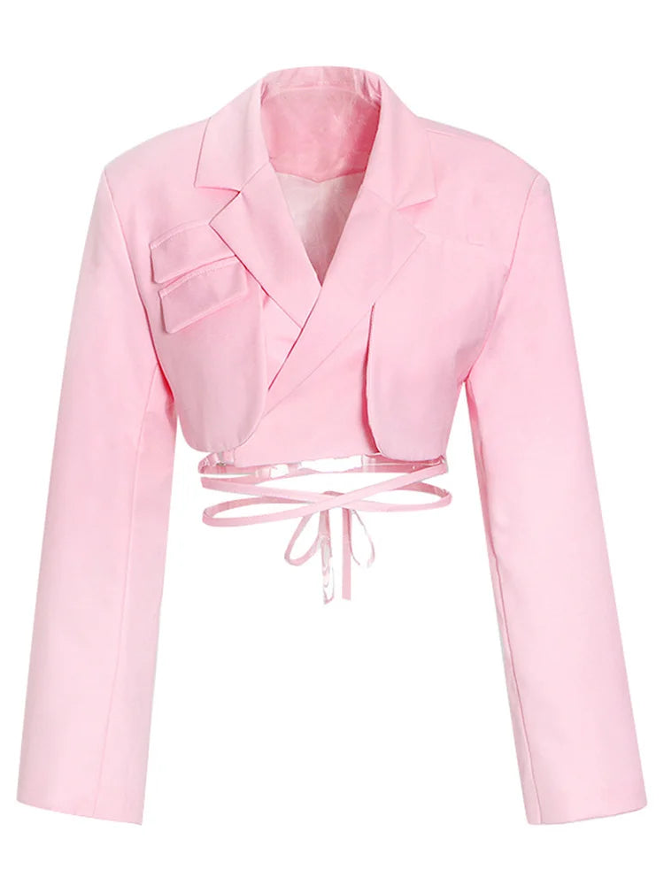 Plunora - Chique Crop Blazer Met Strikdetail